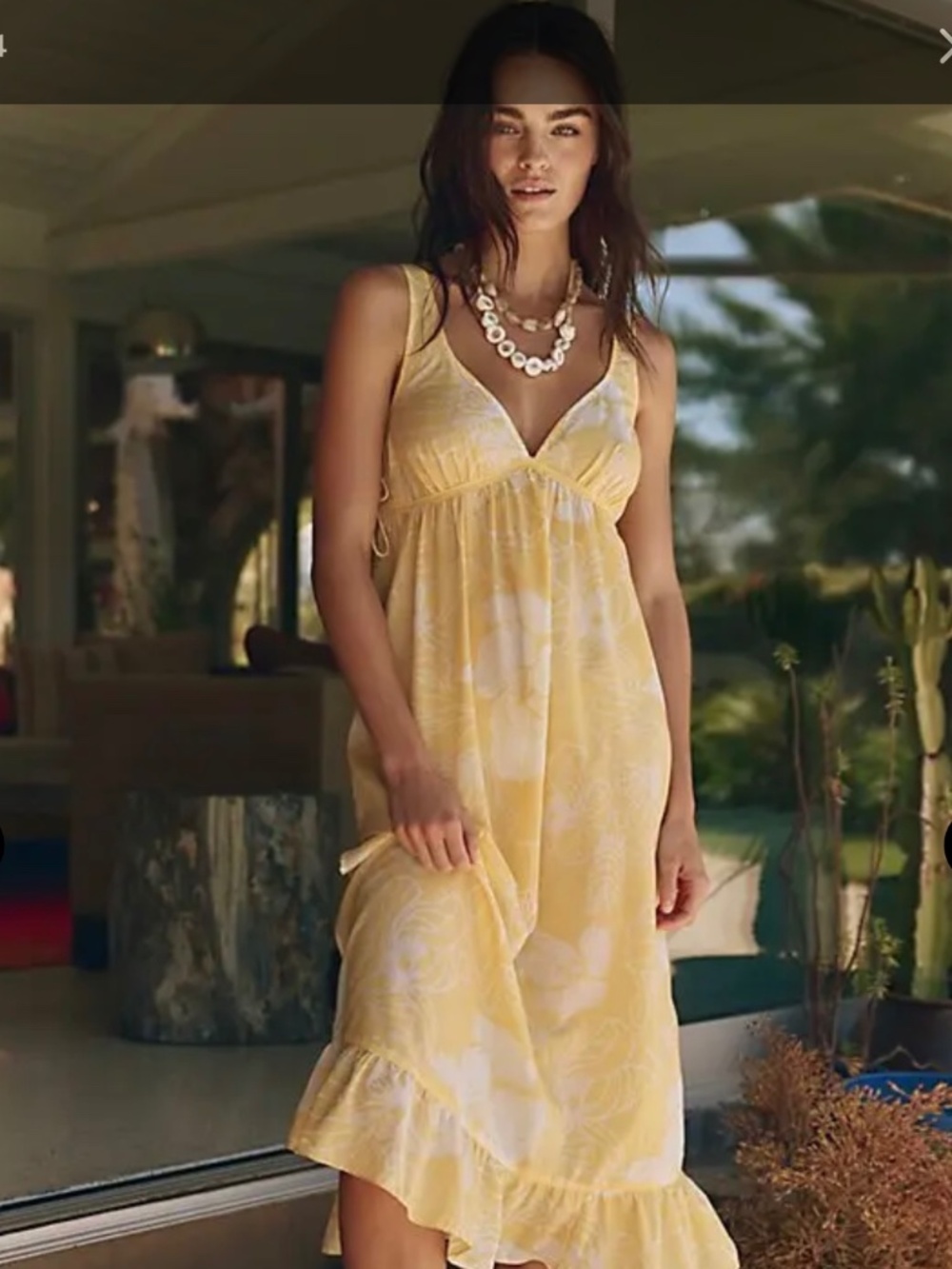 Free People Intimately Better Weather Midi Slip Dress Yellow Floral